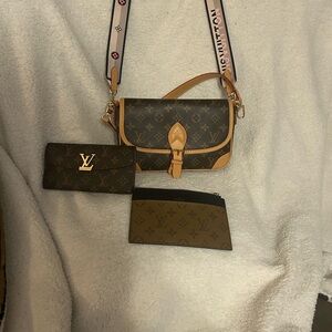 Brown Monogram Crossbody Bag Set